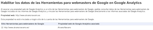 aprobar enlace entre google analytics y webmaster tools