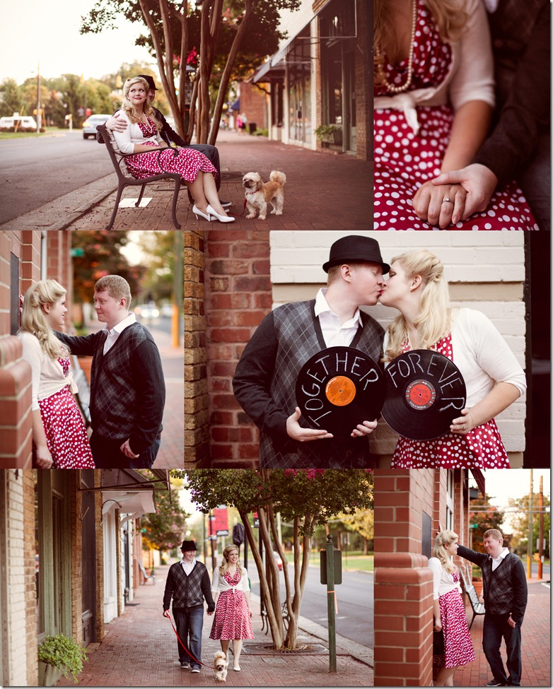 1950's style engagement session photos by Revival Photography Jason and Heather Barr Davidson North Carolina