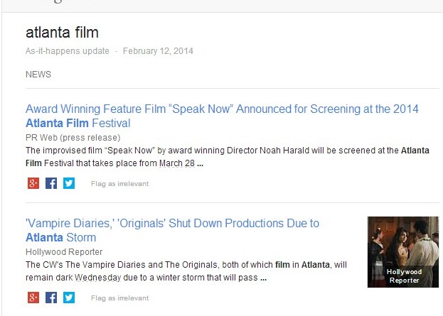 Google Alert for "Atlanta Film"