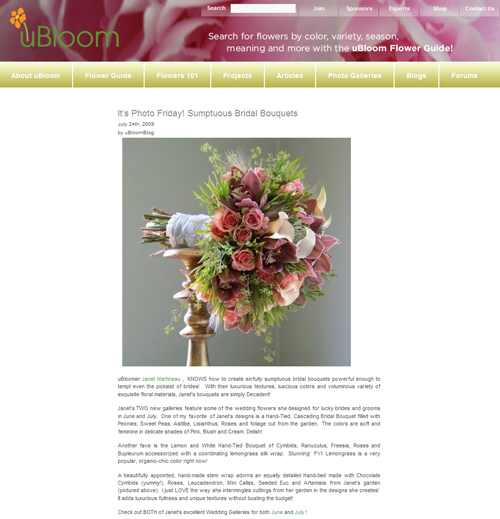 uBloom blog screenshot of Floral Verde LLC feature