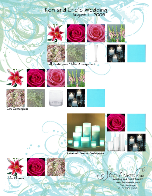Tiffany blue and pink reception flowers inspiration board