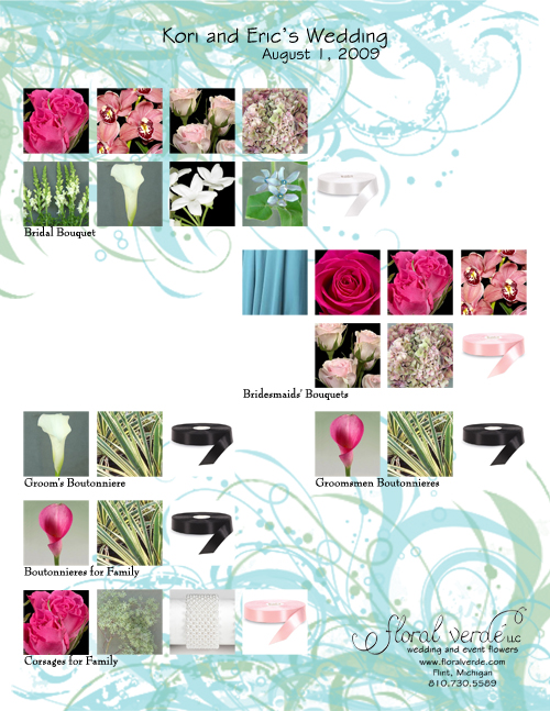 Tiffany blue and pink personal flowers inspiration board