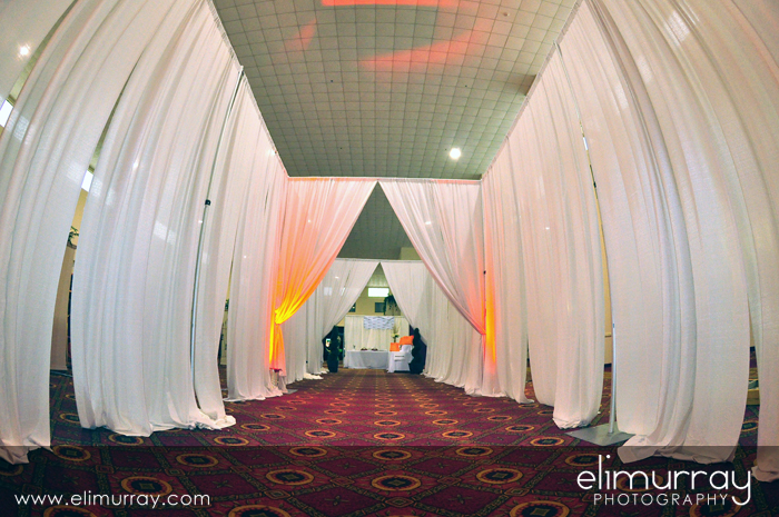 White curtain bridal fair entrance