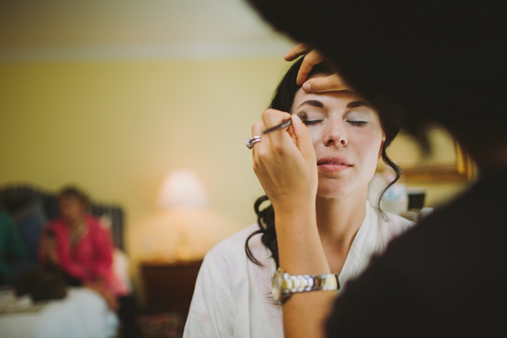 Bride getting ready with bridesmaids for wedding at Terrain at Styers, Glen Mills Pennsylvania, Hair/Makeup: Beautiful Brides Philly, Philadelphia Wedding Photographers With Love & Embers