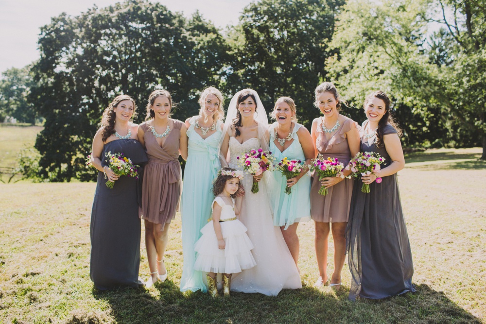 Bridal party portraits, wedding at Terrain at Styers, Glen Mills PA, Dress: Christos, Hair/Makeup: Beautiful Brides Philly, Flowers: Green Meadows Florist, Wedding Photographers With Love & Embers