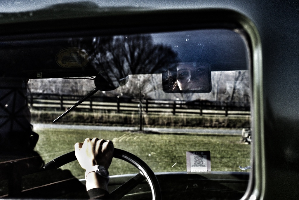 In the Review mirror of a Model A