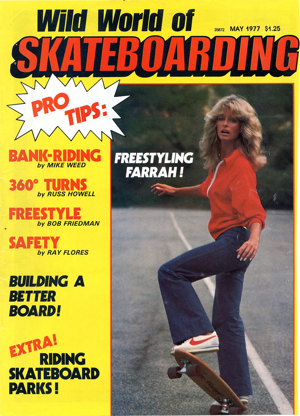 bikepretty, bike pretty, skateboard, skate, farrah, farrah fawcett, farrah fawcett skateboard, seventies, 70s, 1970s, farrah fawcett birthday, farrah fawcett skate, skateboarding, world of skateboarding, magazine