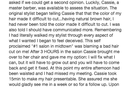 Yelp Best Worst Review Barber Her Chair His Hair NYC