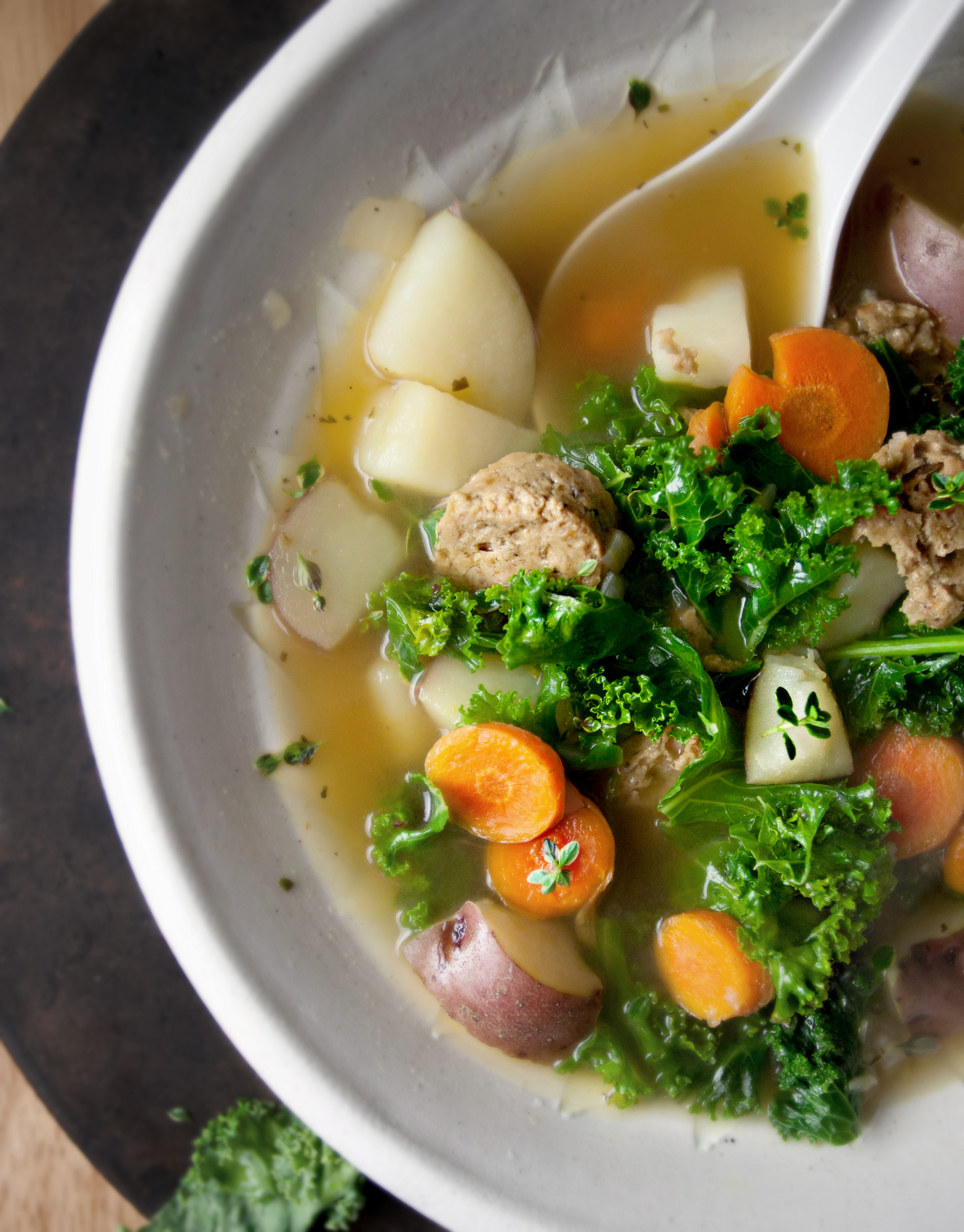 Produce On Parade - Kale and Red Potato Soup with Grain Sausage 