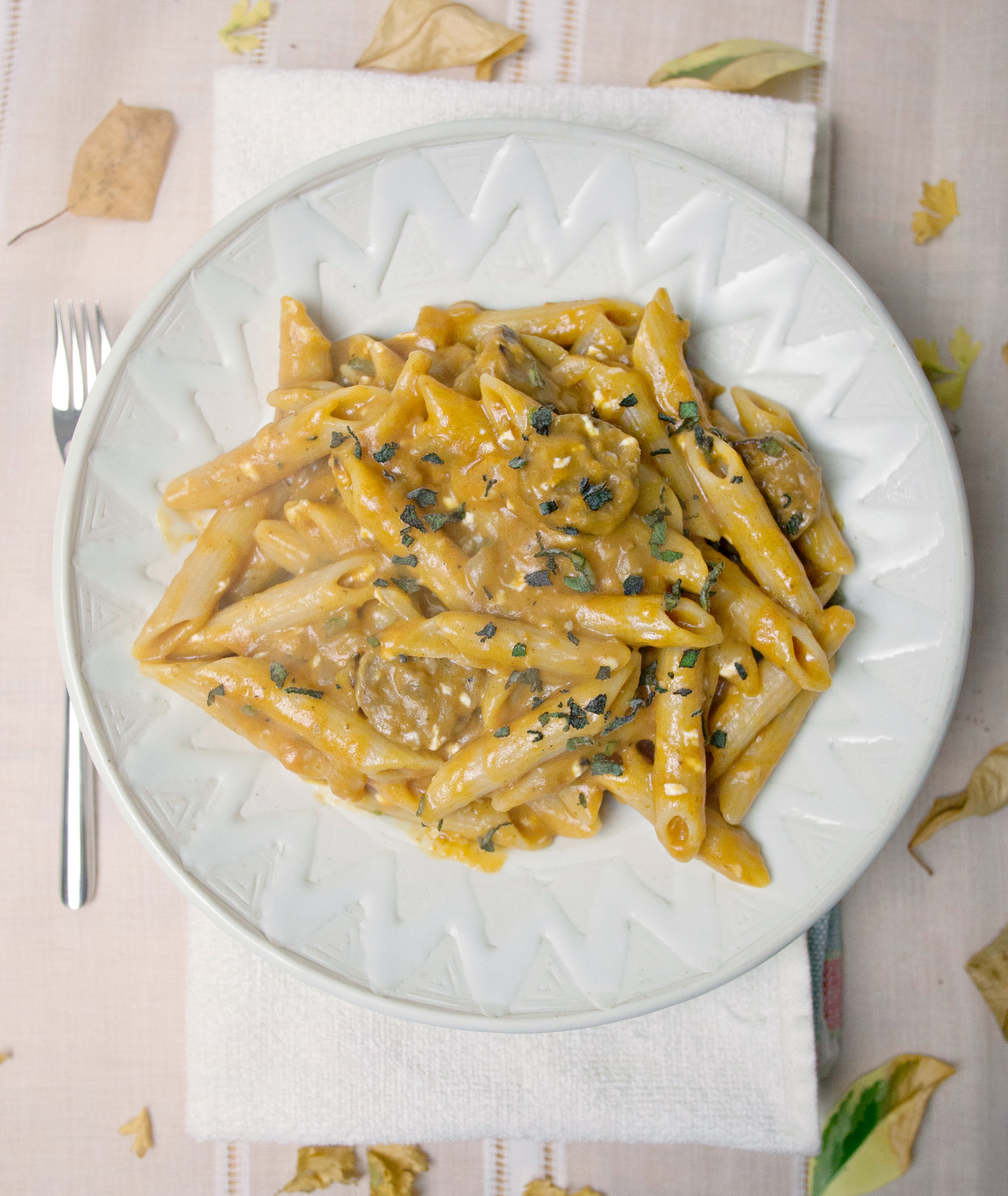 Produce On Parade - Cheesy Pumpkin Sage Penne with Sausage