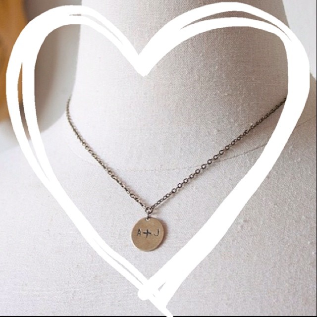 Personalized initials stamped charm necklace