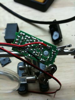 Solder the red and black wires to the motor leads.