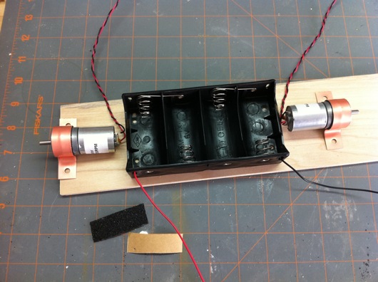 4 D-cell battery holder and geared motors
