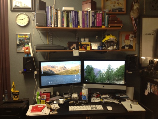 3.4 GHz iMac 27" with matching 27" Cinema Display over desk