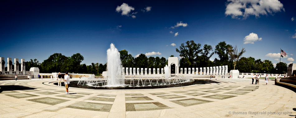 A Panorama of the World War II Memorial, Washington DC. Nikon D700