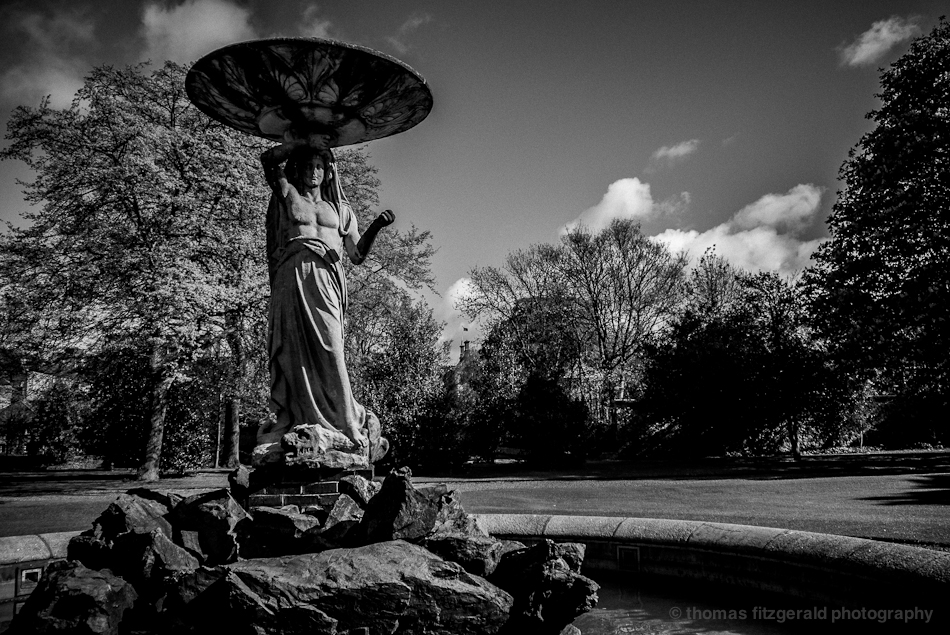 Angel fountain in Black and White