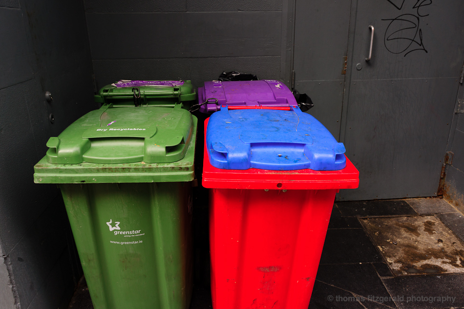 multicoloured dustbins