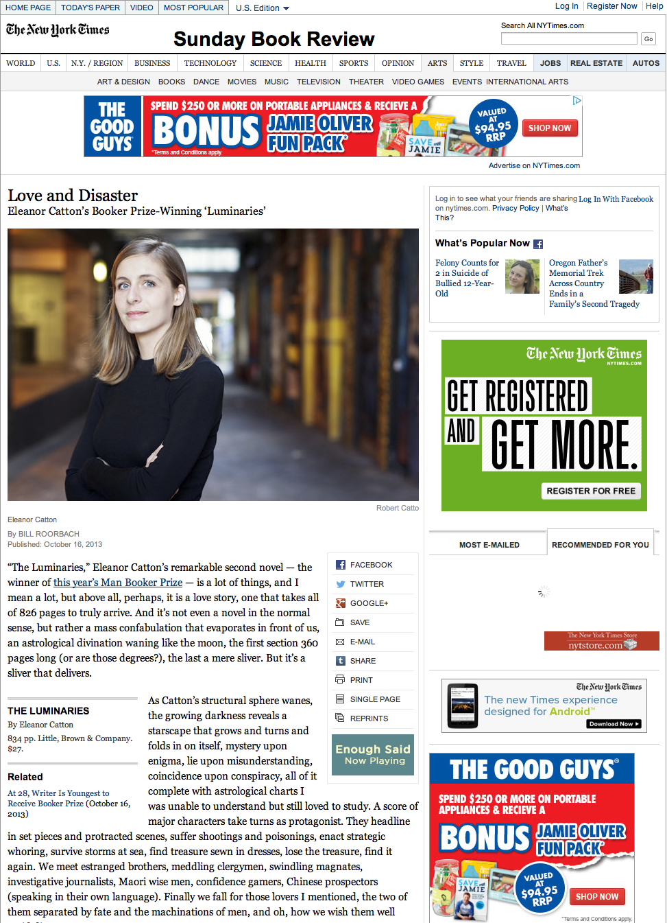 Eleanor Catton in the New York Times Review of Books