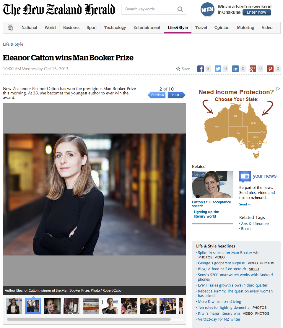 Eleanor Catton in the New Zealand Herald