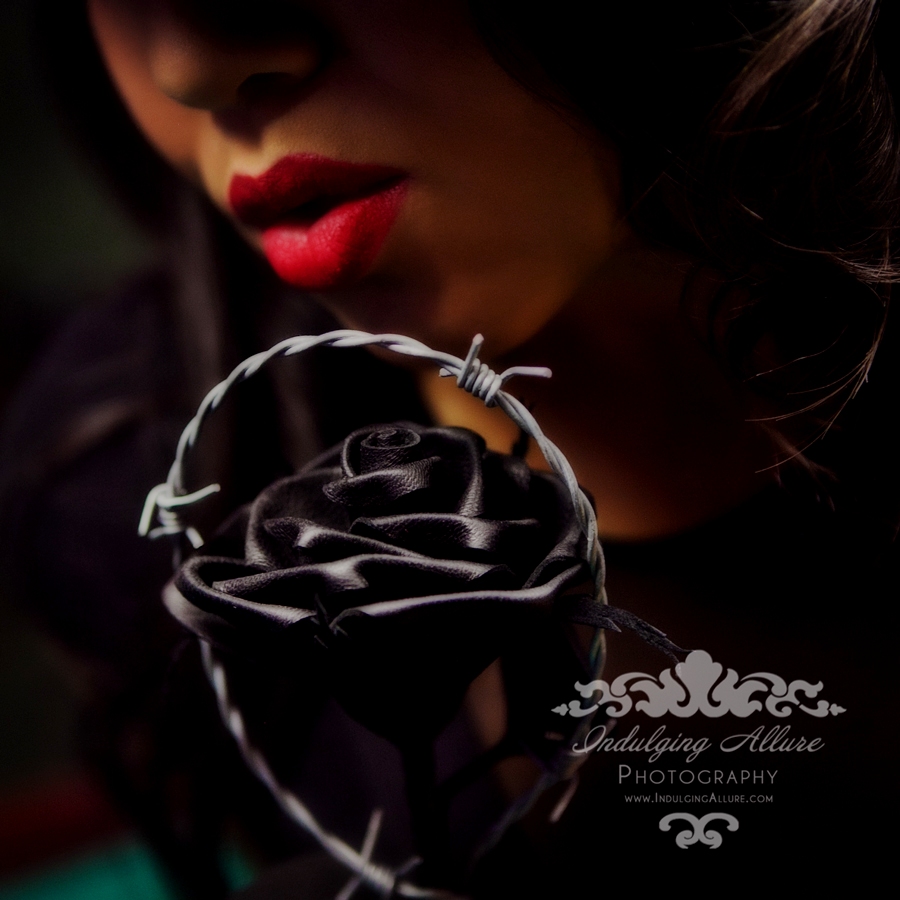 Black Leather Barbed Wire Rose_Tamara Young_Indulging Allure Photography