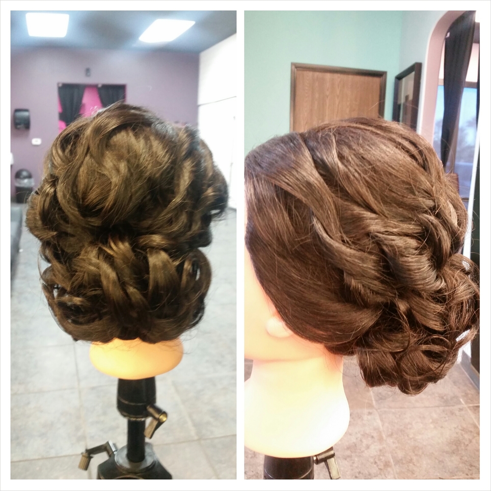 This is an extremely textured updo that is great for any bride who want an intricate style. Hair texture needed: Medium to Thick Hair length needed: Medium-short to Medium 