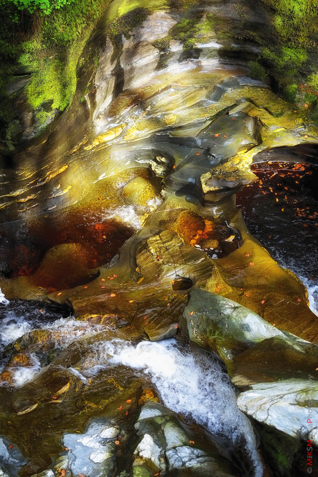 creek rock dappled sun art
