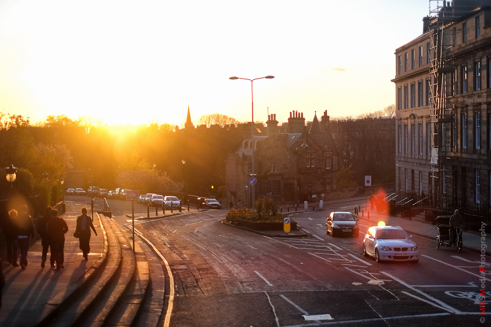 sunset street edinburgh scotland photography