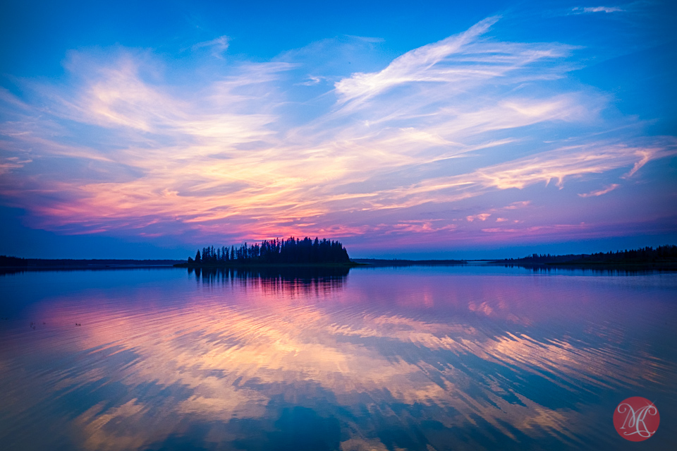  alberta lake landscape sunset reflection water