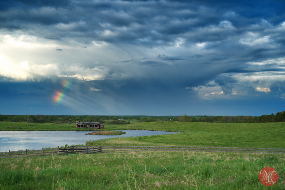 alberta storm landscape rainbow summer