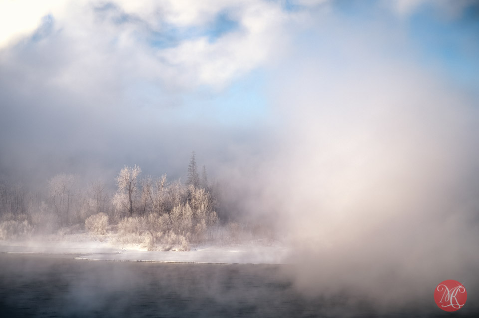 fog river winter alberta edmonton landscape