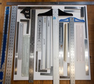 Here are our collection of rulers. This isn't all of them, just the ones we grab the most often. 