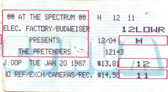 The Pretenders / Iggy Pop - Jan 20, 1987, Philadelphia Spectrum