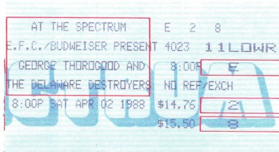 April 2, 1988 – George Thorogood & The DE Destroyers – Spectrum
