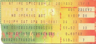 April 4, 1988 – Styx – Philadelphia Spectrum