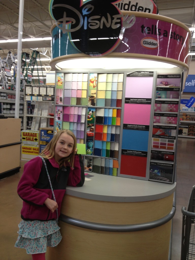 Picking out a Color of Disney Paint at Walmart ~www.thebettermom.com