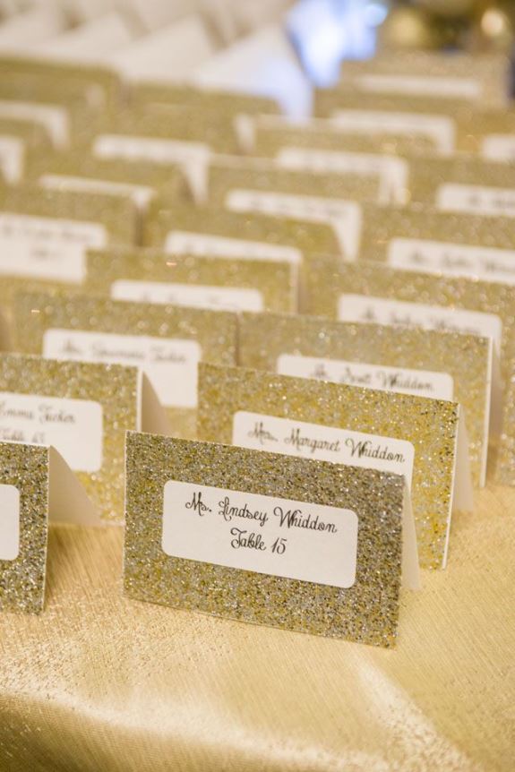 charleston weddings gold glitter wedding escort cards