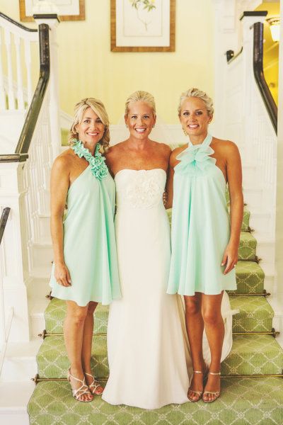 mint dolly pearl bridesmaids dresses