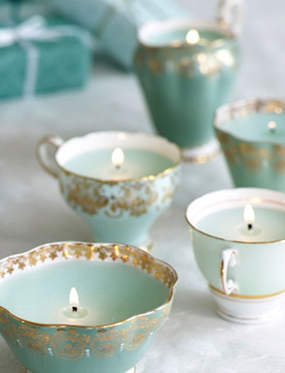 vintage teacup wedding candles