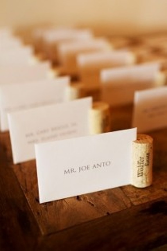 wine cork wedding place cards
