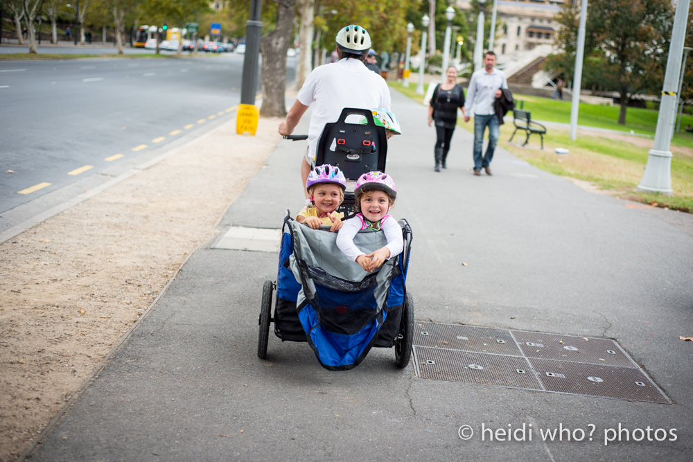 On ya bike… even with the kids.