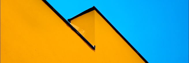 a yellow wall black border blue sky by hey.pictrues, on Flickr