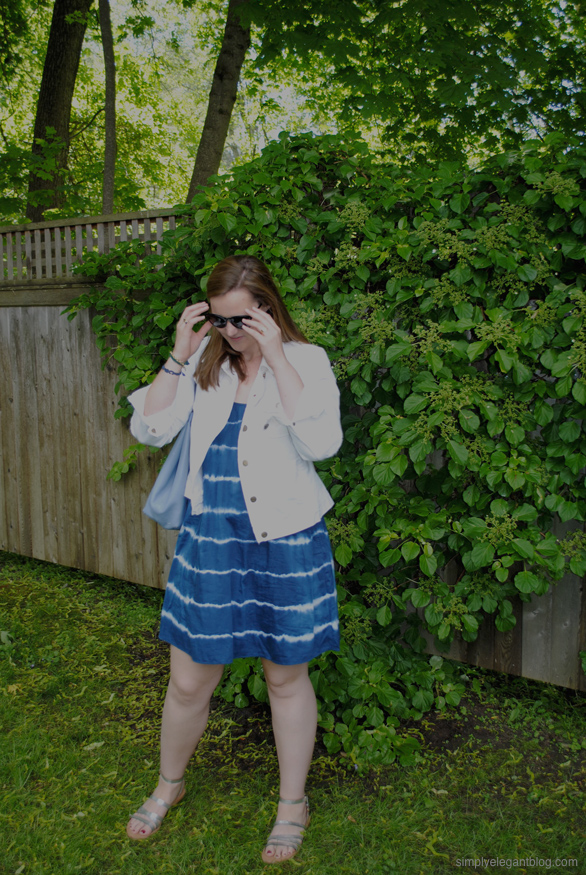 Madewell backyard sundress in indigo, Simply Elegant Blog Fashion, Summer Outfit,  J.Crew White Denim Jacket, College Fashion, New England Lifestyle, 