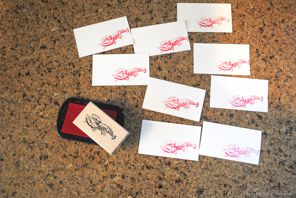 diy stamp place card, lobster place card, paper source stamp, lobster