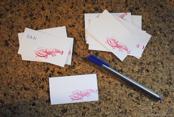 diy stamp place card, lobster place card, paper source stamp, lobster