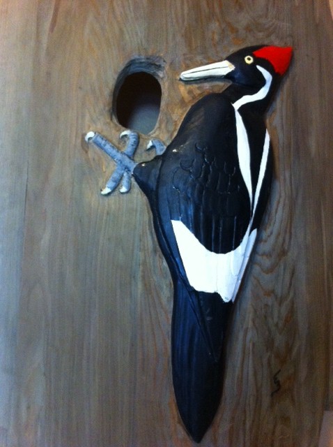 Woodpecker, carved from cypress by Guild member Emmett Blundell