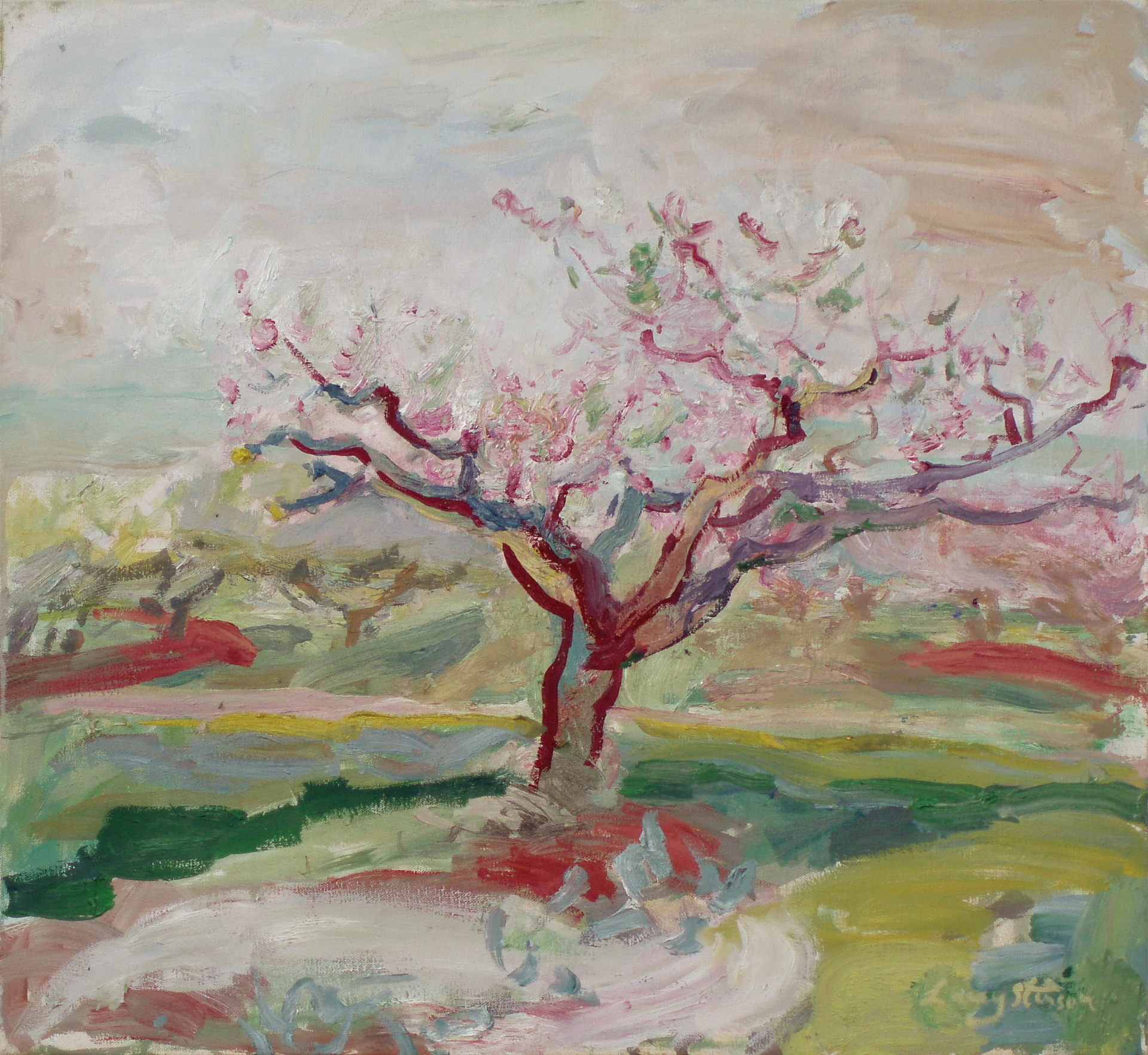 Peach Tree in Bloom, sketch, by Lacey Stinson