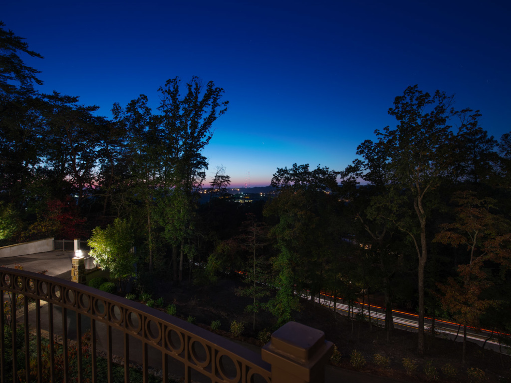 Lastly, this is the view from the front porch of the home. It overlooks the city of Birmingham with a great view. In the daytime the city in the distance would be washed out and not very appealing. The city lights against the deep blue sky really convey an altogether different feeling! 