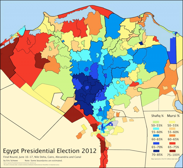 Eric Schewe's map of the Egyptian presidential election results