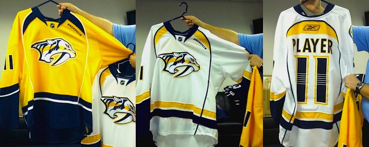 nashville predators jersey redesign - white tusk motif down the sleeve and  claw marks on the shoulders @predsnhl #nhl #hockey #predators…