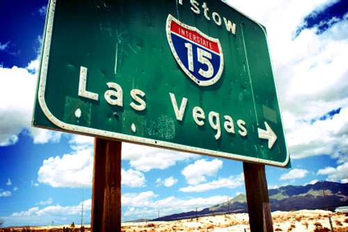 Interstate 15 sign at Barstow to Las Vegas